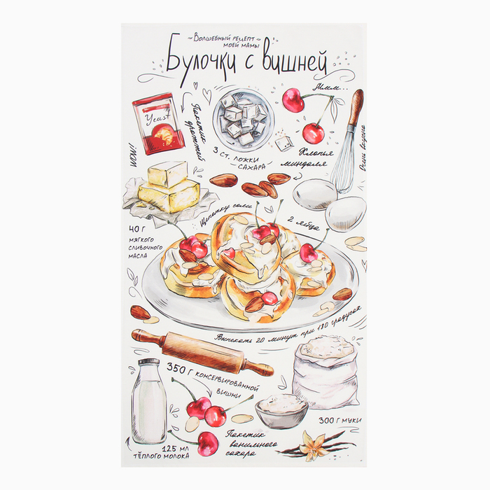 Набор подарочный &laquo;Булочки&raquo; полотенце 40х73 см, прихватка 19х19 см, магнит 11х7 см