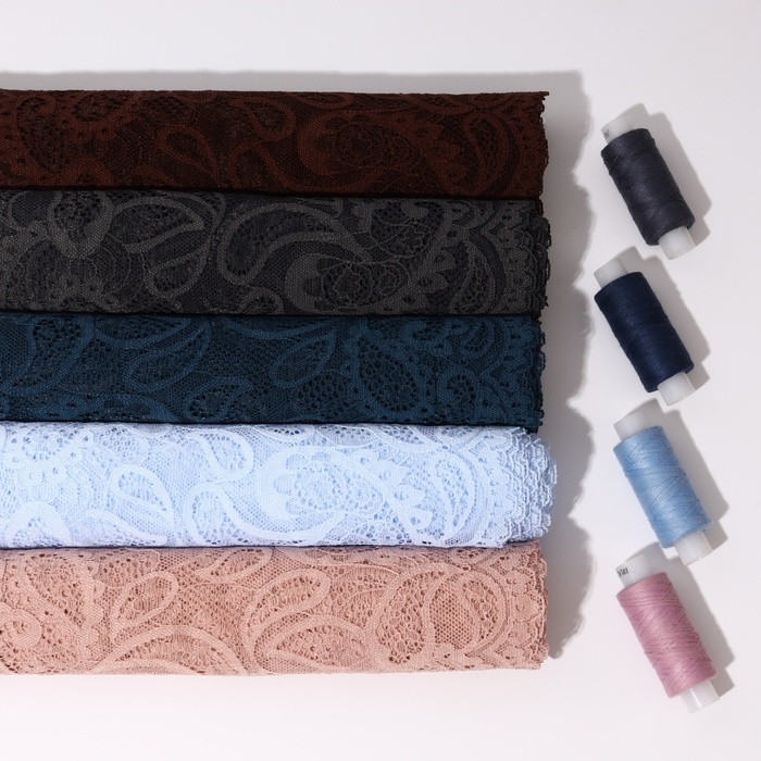 Кружевная эластичная ткань, 240 мм &times; 2,7 &plusmn; 0,5 м, цвет синий