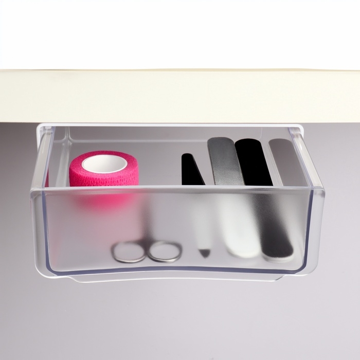 Органайзер для хранения, навесной, 1 секция, с клеевой основой, 20 &times; 17 &times; 6 см, цвет белый/прозрачный