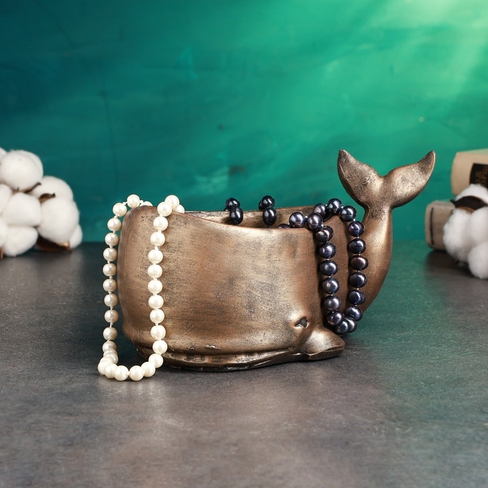 Подставка для мелочей Подставка для мелочей "Кит" 22х13см, бронза