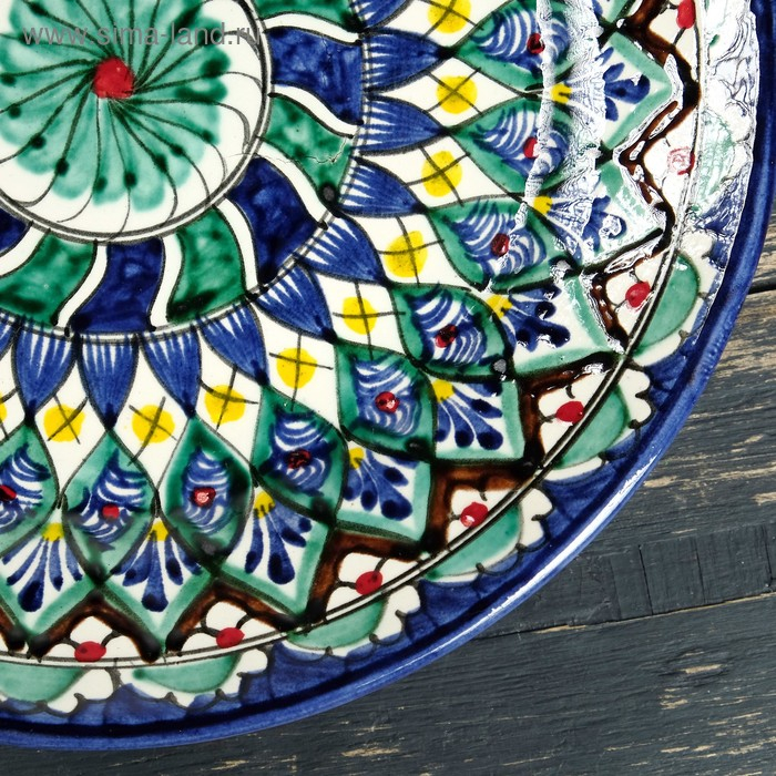 Тарелка Риштанская Керамика Тарелка Риштанская Керамика "Цветы", 23 см, синий