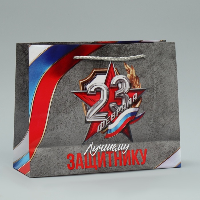 Пакет подарочный ламинированный, упаковка, &laquo;Лучшему защитнику&raquo;, MS 23 х 18 х 8 см