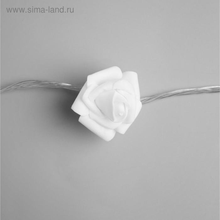 Гирлянда «Нить» 5 м с насадками «Розы белые», IP20, прозрачная нить, 20 LED, свечение тёплое белое, 220 В Гирлянда «Нить» 5 м с насадками «Розы белые», IP20, прозрачная нить, 20 LED, свечение тёплое белое, 220 В