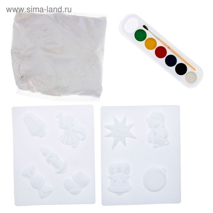 Набор для отливки барельефов &laquo;Ёлочные игрушки. Рождество&raquo;, с красками