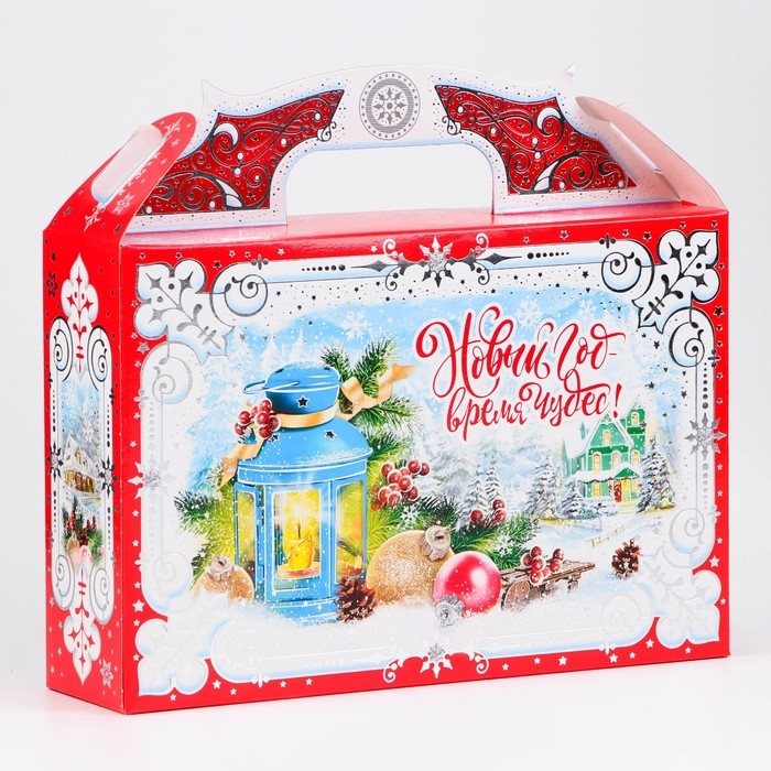 Новый год. Коробка подарочная новогодняя 26 х 23 х 7 см.
