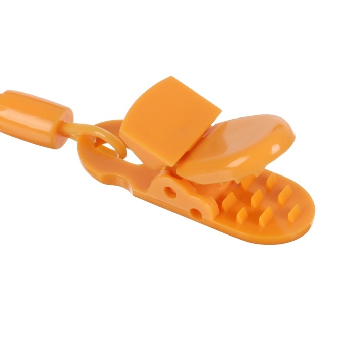 Соска - пустышка ортодонтическая, силикон, +6 мес., с держателем цвет оранжевый