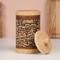 Туес "Зимняя деревня", 9,5х10,5 см, 1 л, береста