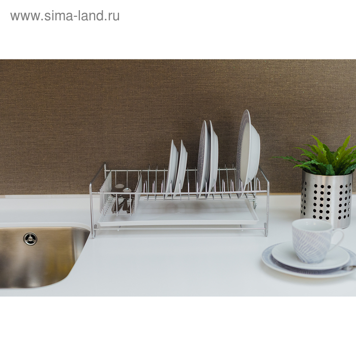 Сушилка для посуды с поддоном, 40&times;23&times;15 см, цвет хром