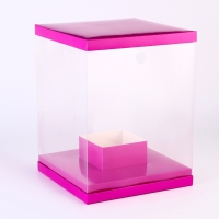 Коробка для цветов с вазой и PVC окнами складная, 23 х 30 х 23 см, однотонный, лаванда Коробка для цветов с вазой и PVC окнами складная, 23 х 30 х 23 см, однотонный, лаванда