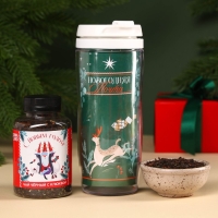 Гифтбокс &laquo;Новогодний подарок&raquo;, чай, драже, шоколад, термостакан, леденец