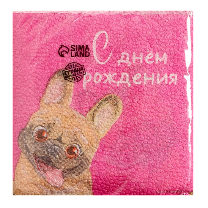 Салфетки бумажные &laquo;С Днём Рождения&raquo;, пёсель, 24 х 24 см, 20 шт
