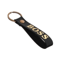 Брелок кожаный для автомобильного ключа, ремешок, натуральная кожа, черный, босс Брелок кожаный для автомобильного ключа, ремешок, натуральная кожа, черный, босс