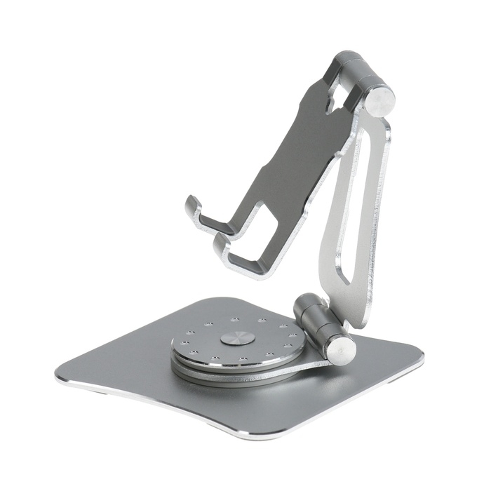 Подставка для телефона, регулируемая, складная, поворот на 360°, металл, серебристая Подставка для телефона, регулируемая, складная, поворот на 360°, металл, серебристая