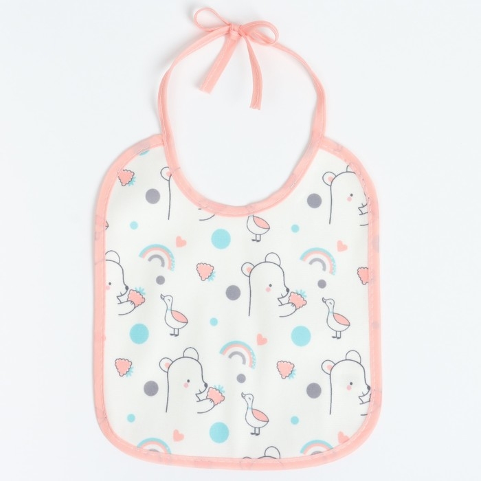 Набор детских слюнявчиков Крошка Я, 4 шт. + подарок, 20х17 см., цвет розовый, серый