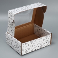 Коробка подарочная сборная с окном, упаковка, &laquo;Звезды&raquo;, белый ,27х10х21 см