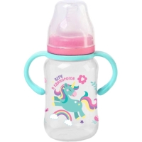 Бутылочка для кормления, широкое горло, средний поток от 3 мес., 270 мл., &laquo;Единорог&raquo;, M&B
