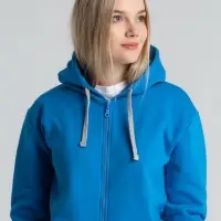 Толстовка с капюшоном на молнии Unit Siverga Heavy, бирюзовая, размер XS