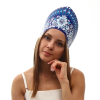 Кокошник «Голубые цветы на синем», бумага Кокошник «Голубые цветы на синем», бумага