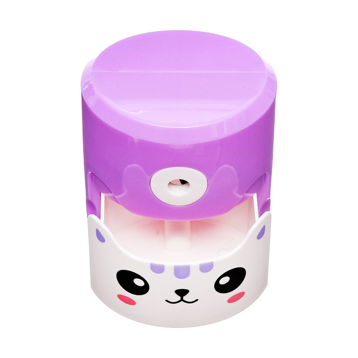 Точилка механическая с контейнером, Котик фиолетовый Точилка механическая с контейнером, Котик фиолетовый
