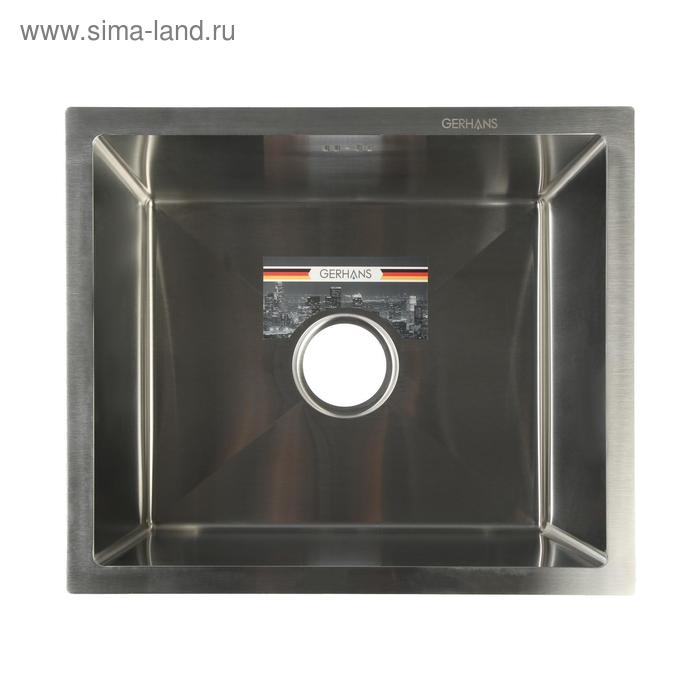 Мойка кухонная GERHANS K35043, врезная, 500х430х220 мм, с сифоном, глянцевая