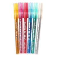 Фломастеры 6 цветов, для хобби, Carioca Glitter, с блёстками, пулевидный узел 1,0 мм, чернила на водной основе, суперстойкий наконечник