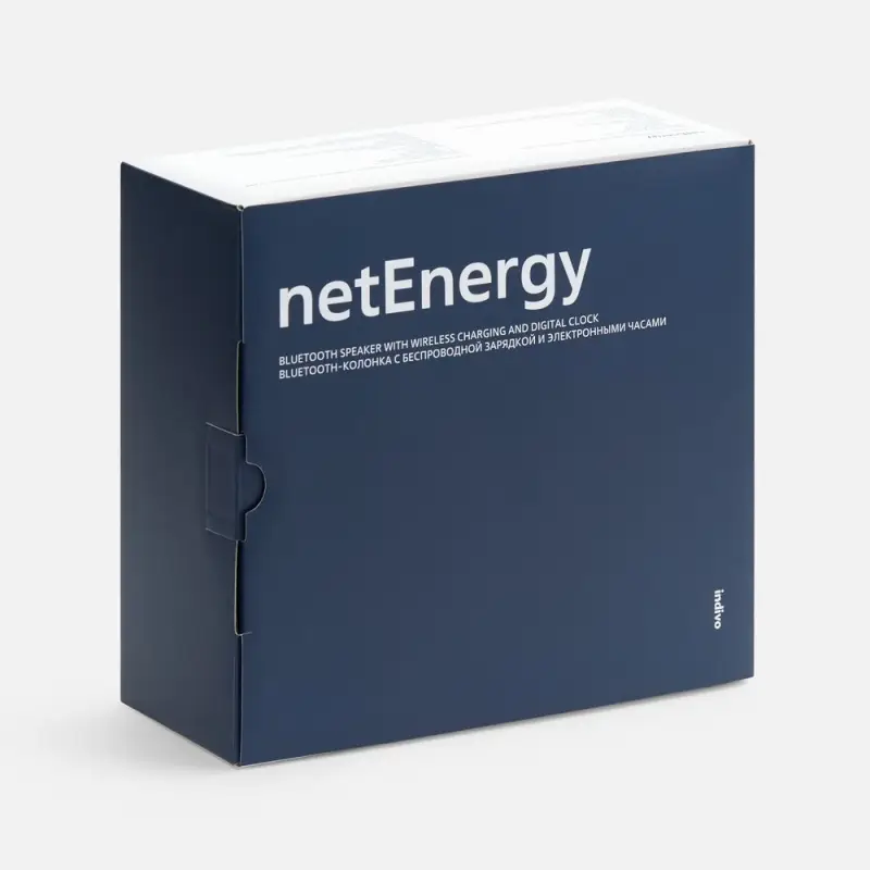 Bluetooth-колонка с беспроводной зарядкой и часами netEnergy, серая