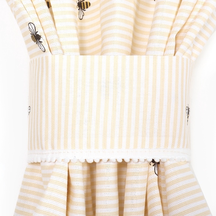 Комплект штор для кухни Доляна "Пчёлки", 150х180 см - 2 шт,  рогожка 164 г/м2, 100% хл