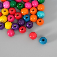Бусины для творчества дерево "Шарики цветные неон" набор 35  шт d=1,4 см