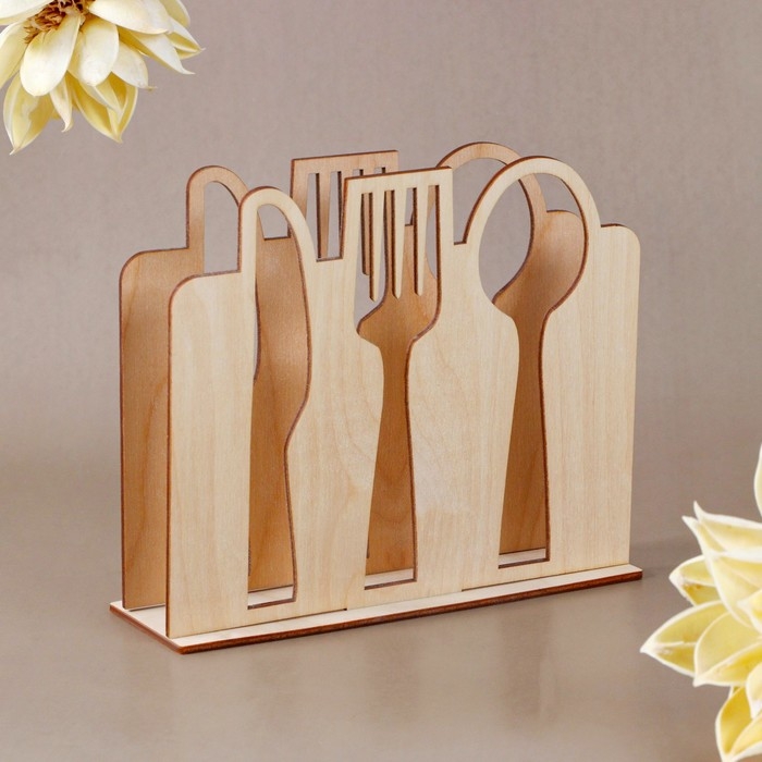 Салфетница деревянная &laquo;Столовые приборы&raquo;, 16х14 см