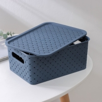 Корзина для хранения с крышкой Виолет &laquo;Береста&raquo;, 3 л, 23,5&times;17,3&times;10,5 см, цвет синий