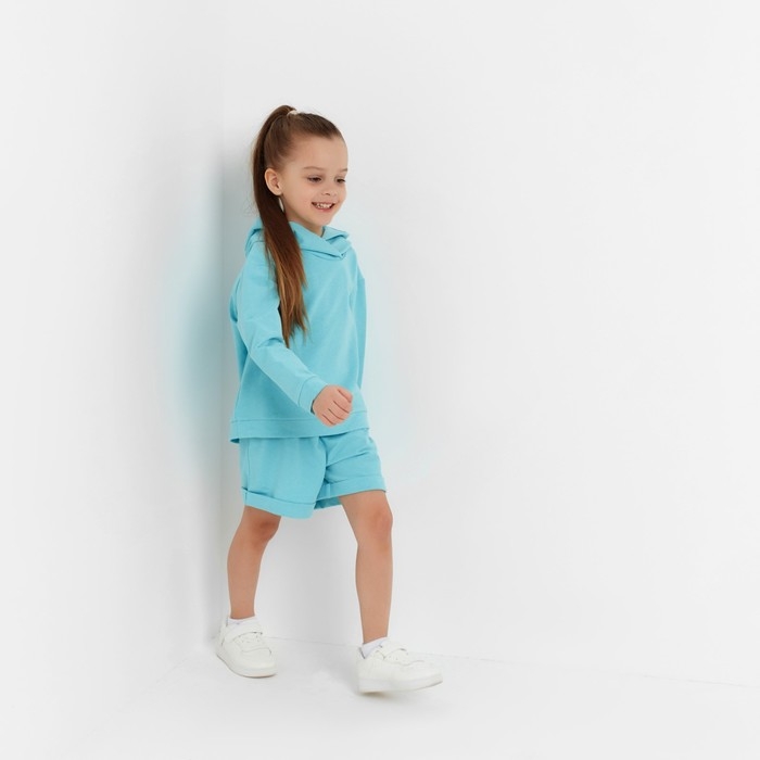Костюм детский (толстовка, шорты) KAFTAN "Basic line", рост 122-128, бирюзовый меланж