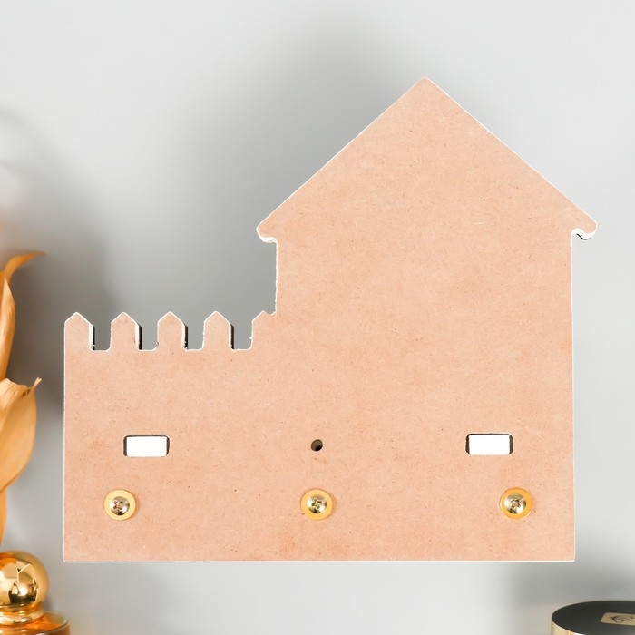 Крючки декоративные дерево с полочкой "Домик с забором" 10х20х19,5 см