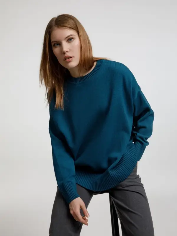 Джемпер оверсайз унисекс Stated в сумке, синий (морская волна), размер S/M