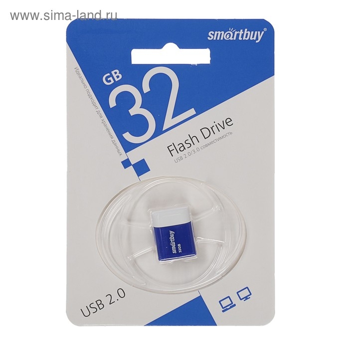 Флешка Smartbuy Lara, 32 Гб, USB2.0, чт до 25 Мб/с, зап до 15 Мб/с, синяя Флешка Smartbuy Lara, 32 Гб, USB2.0, чт до 25 Мб/с, зап до 15 Мб/с, синяя