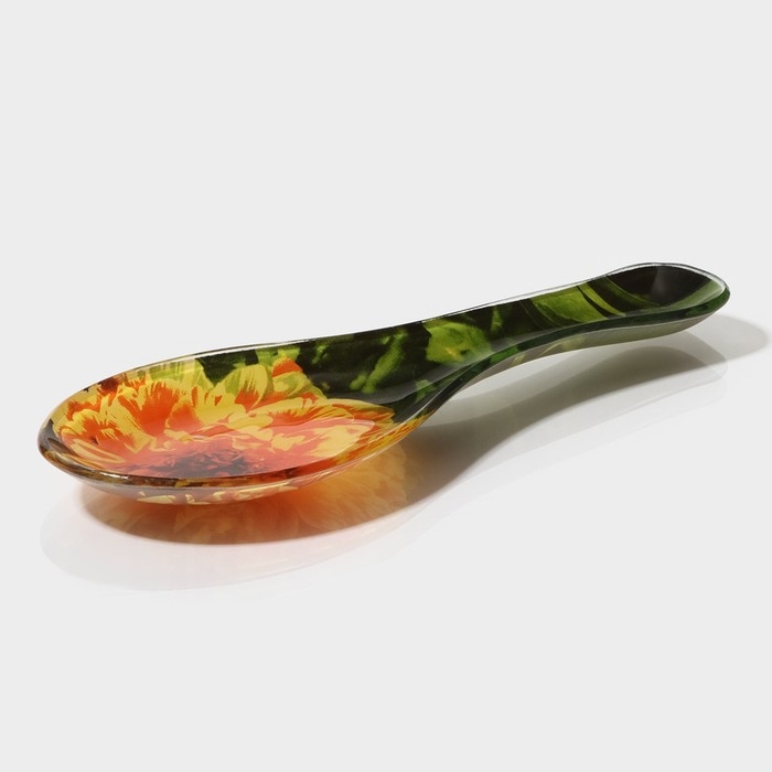 Подставка стеклянная под ложку Доляна &laquo;Хризантема&raquo;, 21&times;7,5&times;1,4 см