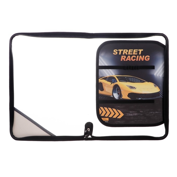 Папка для труда А4, 325 х 230 х 25 мм, молния вокруг, откидная планка, пластиковая, ПТР-1, Calligrata "Тачка"