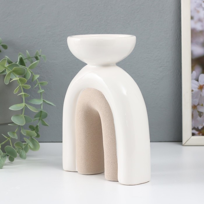 Подсвечник керамика на 1 свечу Подсвечник керамика на 1 свечу "Медуза" песочно-белый 13,5х8,7х18 см