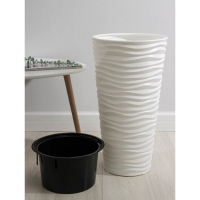 Кашпо для цветов со вставкой &laquo;Дюна&raquo;, 42 л (8 л), цвет белый