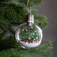 Ёлочный шар «Еловая ветка», батарейки, 1 LED, свечение тёплое белое Ёлочный шар «Еловая ветка», батарейки, 1 LED, свечение тёплое белое