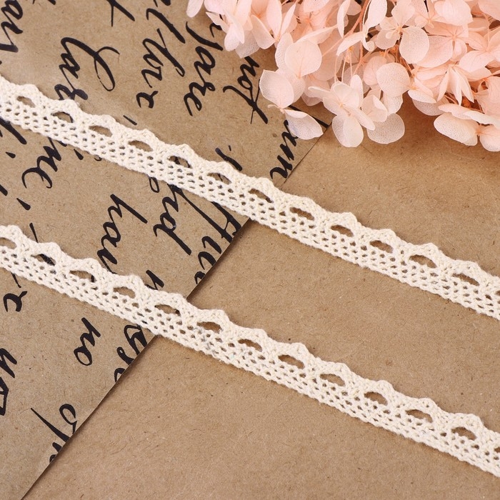 Кружево вязаное, 10 мм &times; 15 &plusmn; 1 м, цвет бежевый