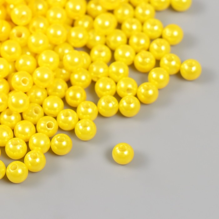 Набор бусин "Жемчуг" d 6 мм, 250 гр, лимонный