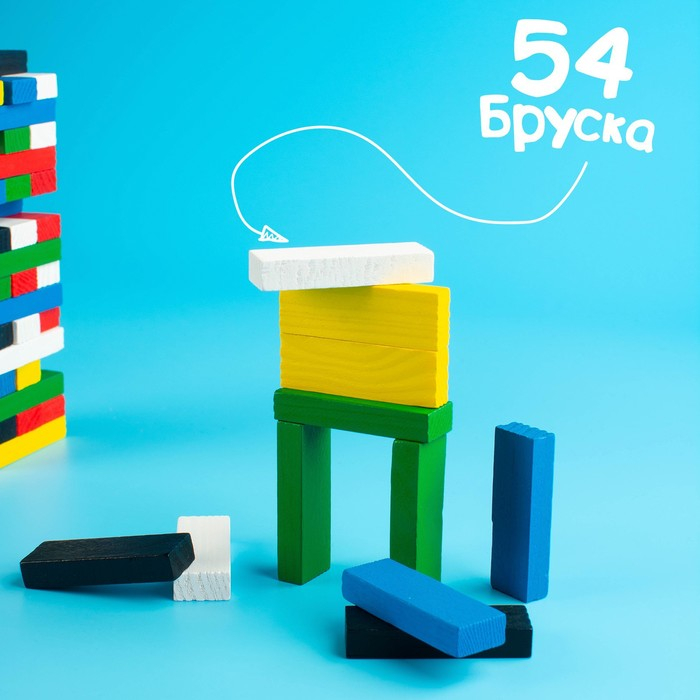 Падающая башня-дженга &laquo;Kids&raquo;, 54 бруска, 6+