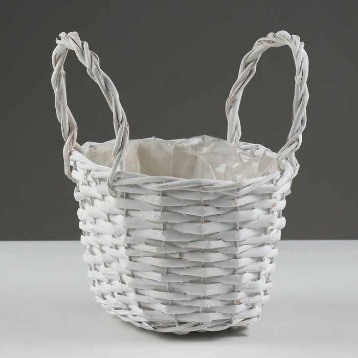 Корзина плетеная, 24 х 17/24 см, белая, ива