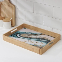 Поднос с ручками Доляна &laquo;Лазурный берег&raquo;, 41&times;30&times;5 см, бамбук