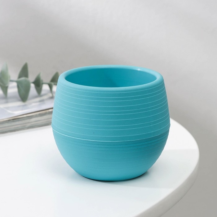 Горшок для цветов с поддоном &laquo;Япония&raquo;, 125 мл, d=8 см, h=6,5 см, цвет бирюзовый