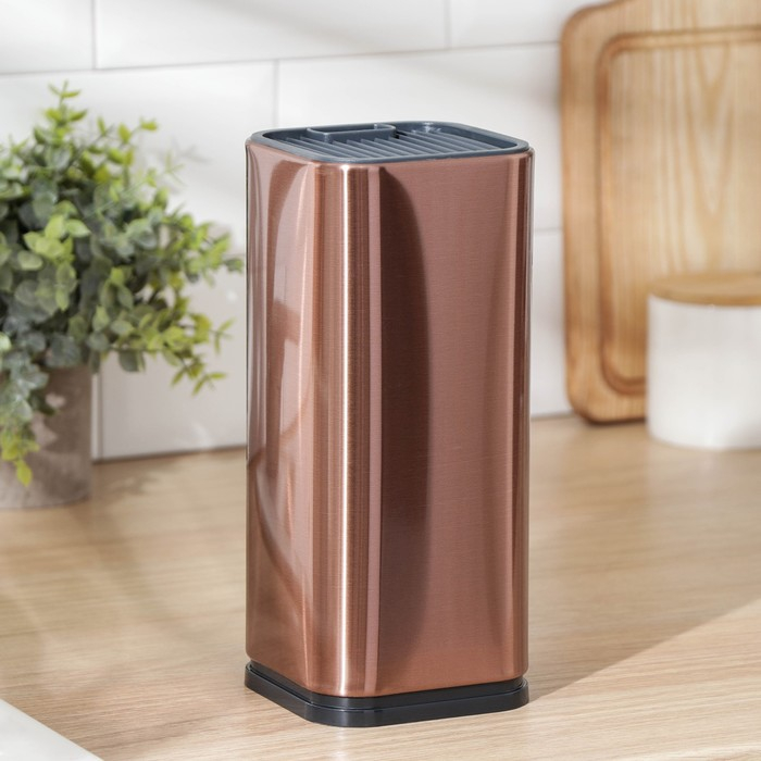 Подставка для ножей и ножниц Magistro &laquo;Бронза&raquo;, 10&times;10&times;23 см, цвет бронзовый