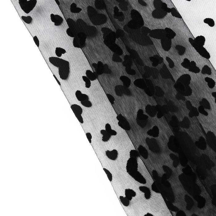 Сетка с флоком &laquo;Сердечки&raquo;, 150 см, 1 &plusmn; 0,2 м, цвет чёрный