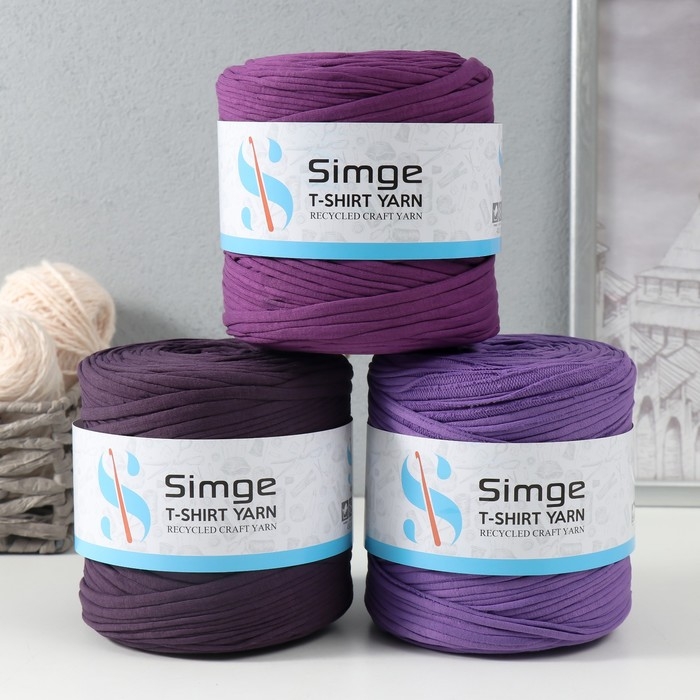 Трикотажная пряжа вторичная 90% хлопок,10% п/э, 100м/450&plusmn;50 гр (сирень) МИКС