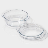 Кастрюля с крышкой из жаропрочного стекла для запекания Доляна &laquo;Фуэго&raquo;, 1,5 л, 23,5&times;20&times;6,5 см