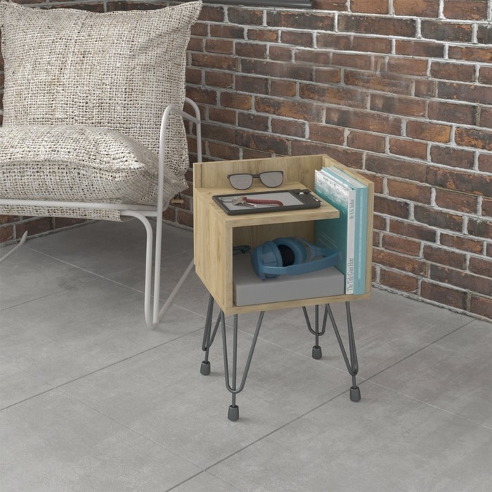 Тумба прикроватная Liverpool 35х35х48 см, дуб крафт золотой, чёрный Тумба прикроватная Liverpool 35х35х48 см, дуб крафт золотой, чёрный